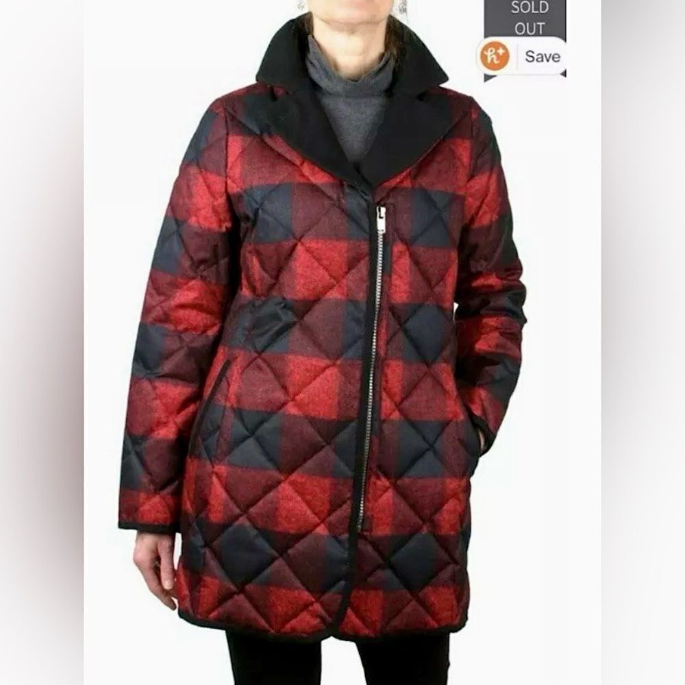 Pendleton Buffalo Check Collared Quilted Mid Length Down Coat EUC!